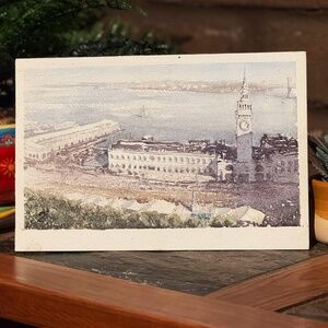 Original Watercolor Painting of the San Francisco Ferry Building 11.5 x 7.5